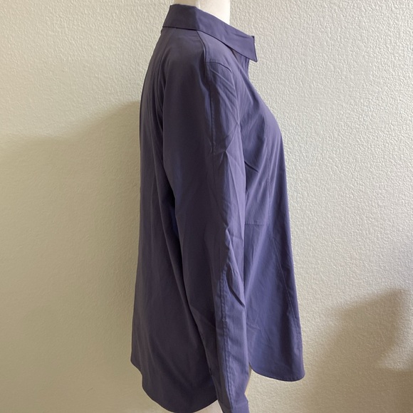 Athleta Purple Stretch Button Down Long‎ Sleeve - Picture 3 of 6